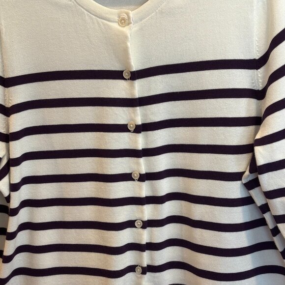 Lands' End Women's 100% Supima Cotton Striped Purple Top & Cardigan Set NWOT - Picture 10 of 16
